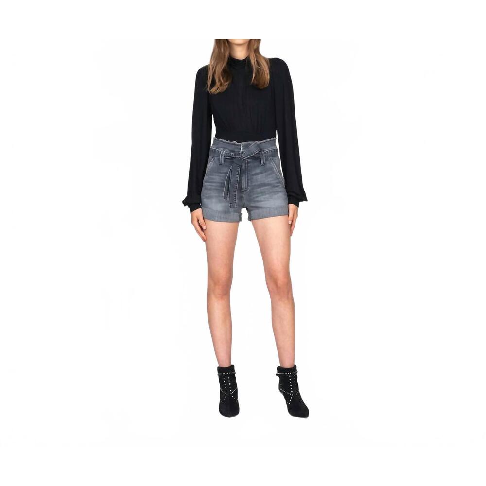 NEW BLACK ORCHID barbara belted paperbag shorts in faded black